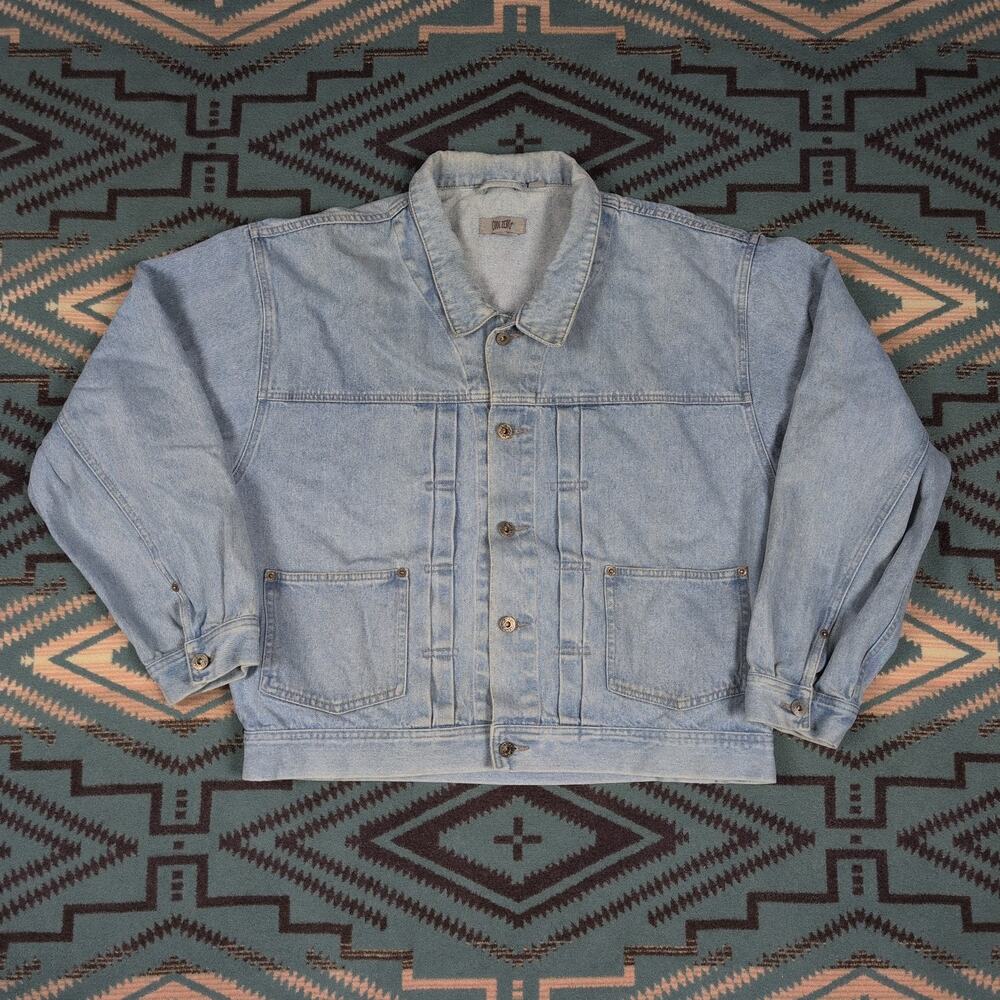 Vintage Code Zero Men's Cropped Denim Jacket XL Blue Medium Wash 100% Cotton VTG